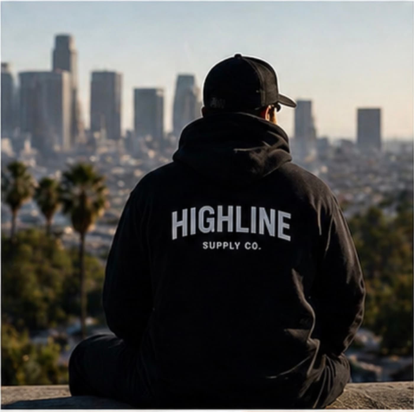 Highline rooftop series — LA skyline at golden hour