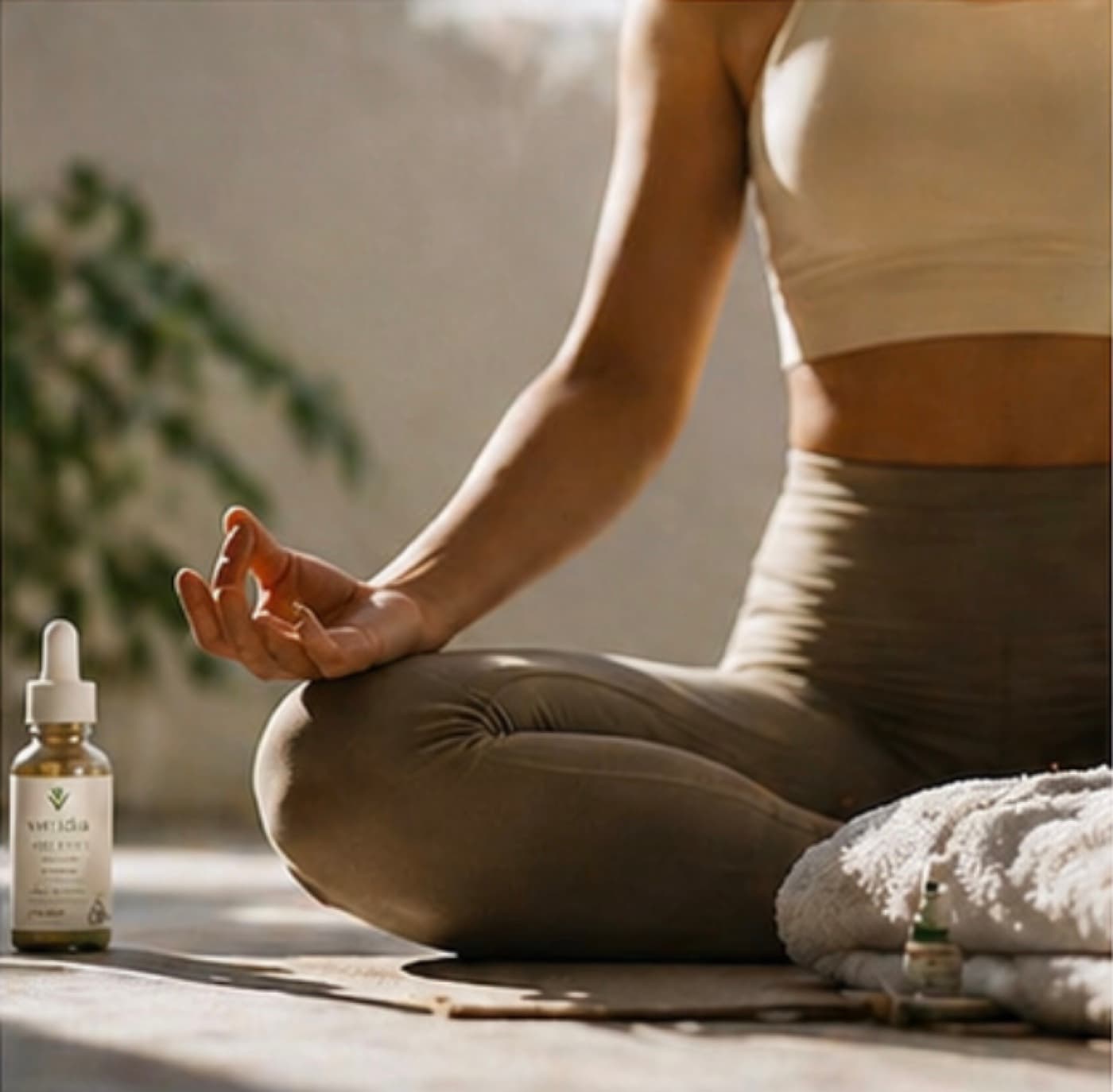 Veridia stillness drops — practitioner in meditative pose